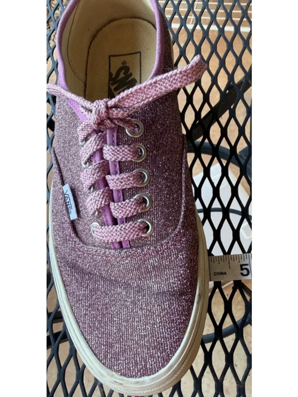 Vans Off The Wall Mauve Sparkle Glitter Low Top Skater Sneakers Women's Size 8